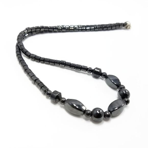 Vintage Hematite Magnetic Gemstone Beaded Necklace, 19 Inches - Picture 8 of 8